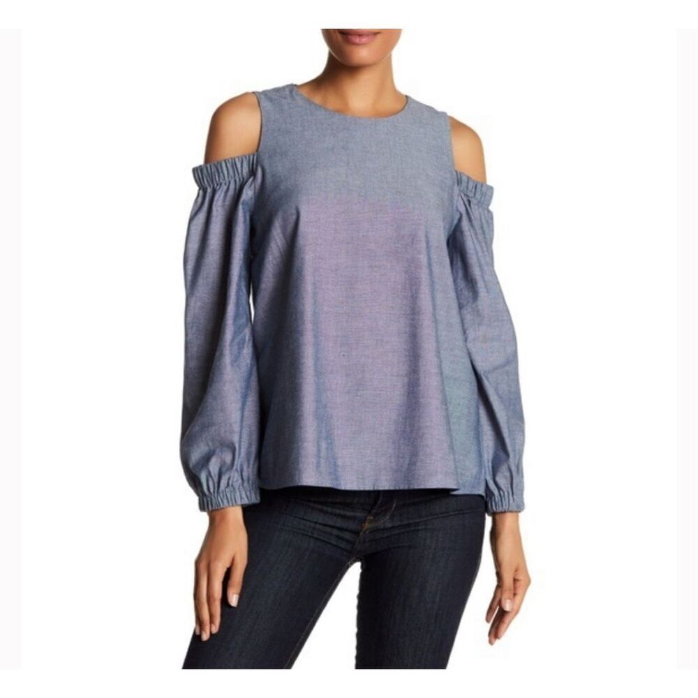 Ro & De Chambray Cold Shoulder Blouse size‎ small